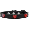 Mirage Pet Products Red Glitter Heart Widget Dog CollarBlack Size 14 631-12 BK14
